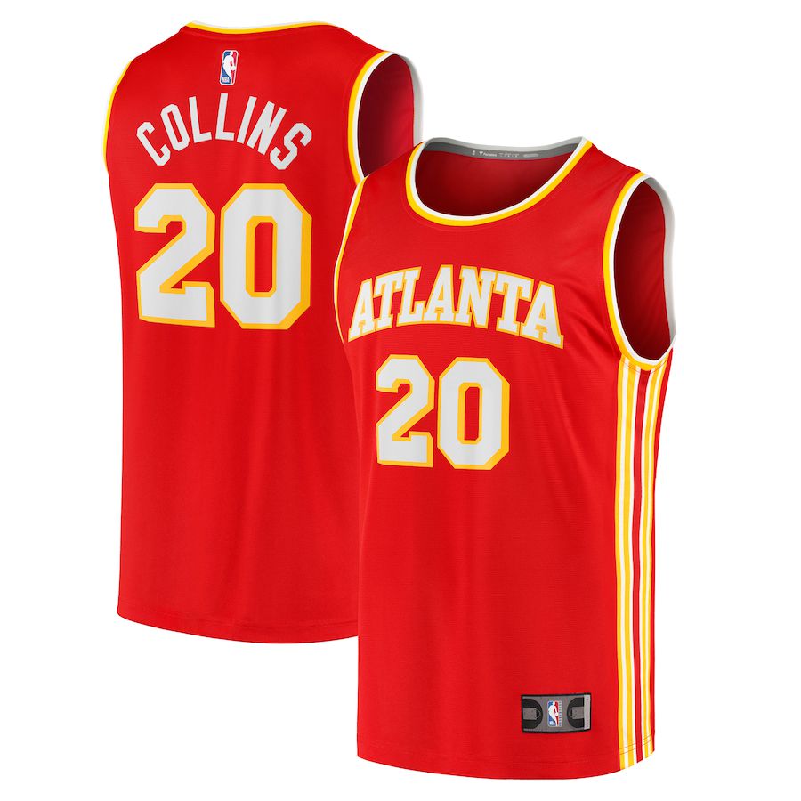 Men Atlanta Hawks 20 John Collins Fanatics Branded Red Icon Edition 2021-22 Fast Break Replica NBA Jersey